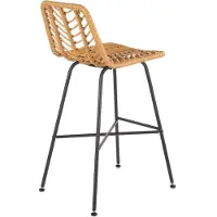 Konsimo Hocker "IDUS", natur/schwarz, Rattan, Skandinavisch, 43x113x46 cm