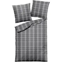 TRAUMSCHLAF Melange Flanell Bettwäsche Glasgow 200x200 cm + 2x 80x80 cm grau