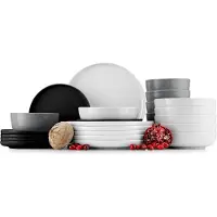 Konsimo Kombiservice VICTO Schale Dessertteller Speiseteller Suppenteller 6 Personen (24 El.), Bunt, Keramik, Loft, 20 cm | 27 cm | 18,5 cm | 14,5 cm
