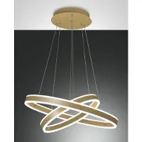 FABAS LUCE Palau LED-Pendelleuchte 108W 3000K dimmbar Ø60 und Ø40 cm Mattgold - Zwei Metall- und Methacrylatringe