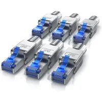 Primewire 6x Netzwerkstecker feldkonfektionierbar RJ45 CAT 8, Steckverbinder CAT8 für LAN Kabel Netzwerkkabel