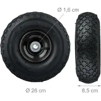 Relaxdays Sackkarrenrad 3.00-4, 2er Set, luftbereiftes Komplettrad mit Stahlfelge, für 16 mm Achse, 100 kg, schwarz