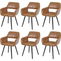 Mendler 6er-Set Esszimmerstuhl MCW-A50 II, Stuhl Küchenstuhl, Retro 50er Jahre Design Kunstleder, WildKunstleder, dunkle Beine
