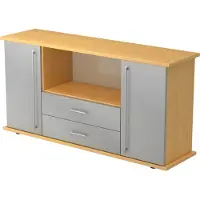 Hammerbacher Sideboard 2 Türen, 2 Schübe RE Buche/Silber