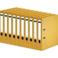 Schäfer Shop Ordner , DIN A4, Rückenbreite 50 mm, Griffloch, auswechselbares Rückenschild, Polypropylen, 10 Stück, gelb