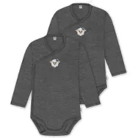 Normani 2er Pack Baby-Body Basic Merino Wickelbody Langarm mit Knopf - 9347