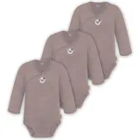 Normani 3er Pack Multipack Baby-Body Merino Wickelbody Langarmbody mit Knöpfen - 9345