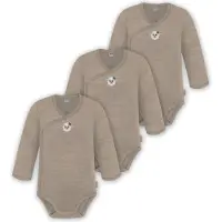Normani 3er Pack Multipack Baby-Body Merino Wickelbody Langarmbody mit Knöpfen - 9345