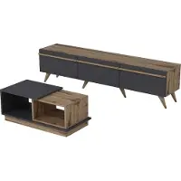 Skye Decor , Amsterdam, Wohnzimmermöbel-Set, Anthrazit, 100 % MELAMINBESCHICHTETE SPANPLATTEN, 180 x 35 x 42 cm