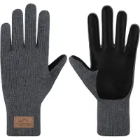 Normani Herren Merino Strick-Fingerhandschuhe mit Schafleder "Leanyer" - 9635