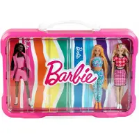 Klein BRB - Sammelkoffervitrine für 6 Barbies mit leuchtendem Barbie Logo