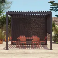 Sweeek - Bioklimatische Pergola Triomphe 3x3m V2 mit 2 Markisen 3 m - Anthrazit