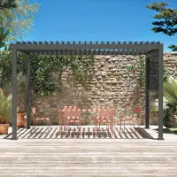 Sweeek - Pergola mit Lamellendach Triomphe 3x4m mit Markise 3m - Anthrazit