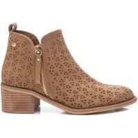 Xti für Damen. 14225502-TAUPE Stiefelette 142255 braun -Absatzhöhe: 5cm (40), 3 bis 5 cm, Reißverschluss, Lässig, Kunstleder