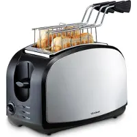 Trisa Crispy Snack, 4 Scheibe(n), Schwarz, Silber, Edelstahl, Tasten, Drehregler, 600 W, 230 V