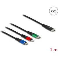 DeLOCK USB Ladekabel 3 in 1 USB Type-C zu Lightning / Micro USB / USB Type-C 1 m, 1 m, USB C, USB C/micro-USB B/Lightning, USB 2.0, Schwarz, Blau, Grün, Rot