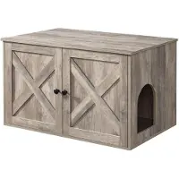 Feandrea Katzentoilette,80x53x49,2cm,mit herausnehmbarem Trennwand greige