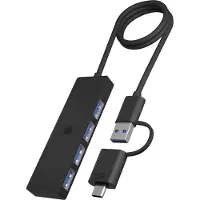Icy Box IB-HUB1424-C3, 4-Port USB Type-A Hub, Type-C/A Anschluss, Kunststoff, schwarz