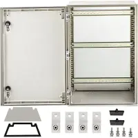 Vevor Schaltschrank NEMA Stahlgehäuse, 600x400x230 mm, NEMA 4X Glasfaser-Elektrobox, IP66 wasser- & staubdicht, Elektroanschlussdose für den Innen- & Außenbereich, mit Montageplatte
