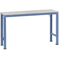 Manuflex AU7029.5007 Arbeits-Grundtisch UNIVERSAL Spezial mit PVC Dekorplatte, BxTxH = 1250x600x722-1022 mm Brillantblau (RAL 5007)