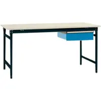 Manuflex BB5257.7016 Komplett-Beistelltisch BASIS stationär mit Kunststoff-Platte + Einzelschubfach, BxTxH: 1500 x 800 x 780 mm Anthrazit