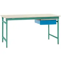 Manuflex BB5231.0001 Komplett-Beistelltisch BASIS stationär mit Melamin-Platte + Einzelschubfach, BxTxH: 1000 x 800 x 780 mm Grau, Grün