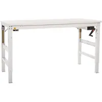 Manuflex LU9056.2001 ESD ESD-Arbeitstisch UNIVERSAL ERGO K mit Kunststoffplatte, BxTxH = 1500 x 800 x 728-1028 mm Rotorange (RAL 2001)