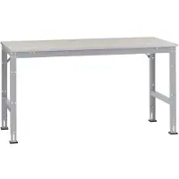 Manuflex AU4139.9006 Arbeits-Grundtisch UNIVERSAL Standard mit PVC Dekorplatte, BxTxH = 2000x1200x760-870 mm Alusilber