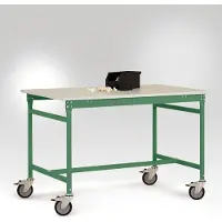 Manuflex LB4058.6011 ESD ESD-Beistelltisch BASIS mobil mit Melamin-Tischplatte in Resedagrün RAL 6011, BxTxH: 1500 x 600 x 853 mm Resedagrün (RAL 6011)