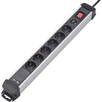 Renkforce 815A-CMB-SUSB Steckdosenleiste mit Schalter 6fach Schwarz, Silber Schutzkontakt 1 St.
