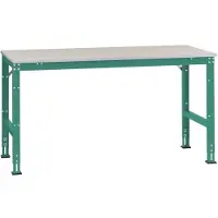 Manuflex AU4021.0001 Arbeits-Grundtisch UNIVERSAL Standard mit Melaminplatte, BxTxH = 1250 x 600 x 760-870 mm Grau, Grün