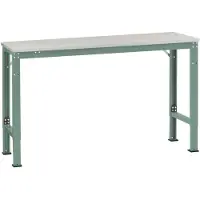 Manuflex AU8109.0001 Arbeits-Anbautisch UNIVERSAL Spezial mit PVC Dekorplatte, BxTxH = 1750 x 1200 x 722-1022 mm Grau, Grün