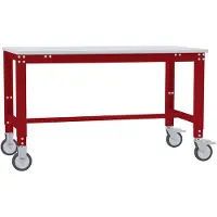 Manuflex AU7301.3003 Arbeitstisch UNIVERSAL Spezial mobil mit Melaminplatte, BxTxH = 1000 x 600 x 752-972 mm Rubin-Rot