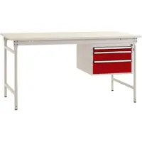 Manuflex BB5261.3003 Komplett-Beistelltisch BASIS stationär mit Melamin-Platte + Gehäuse-Unterbau, BxTxH: 1000 x 800 x 780 mm Rubin-Rot