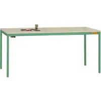 Manuflex LD1916.6011 ESD ESD-Arbeitstisch UNIDESK mit Kunststoffplatte, Gestell Resedagrün RAL 6011, BxTxH = 1600 x 800 x 723-733 mm Resedagrün (RAL 6011)