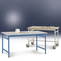 Manuflex BB3047.5007 Beistelltisch BASIS stationär mit Kunststoff-Tischplatte in Brillantblau RAL 5007, BxTxH: 1250 x 800 x 780 mm Brillantblau (RAL 5007)