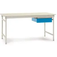 Manuflex Beistelltisch Melamin 1.4 Hellgrau, Brillantblau 1.500 x 800 x 780 mm