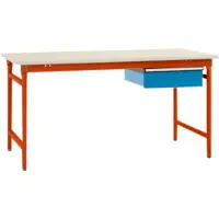 Manuflex BB5231.2001 Komplett-Beistelltisch BASIS stationär mit Melamin-Platte + Einzelschubfach, BxTxH: 1000 x 800 x 780 mm Rotorange (RAL 2001)