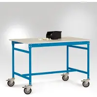 Manuflex LB4038.5012 ESD ESD-Beistelltisch BASIS mobil mit Melamin-Tischplatte in Lichtblau RAL 5012, BxTxH: 1250 x 600 x 853 mm Licht-Blau (RAL 5012)