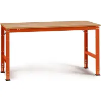 Manuflex AU4035.2001 Arbeits-Grundtisch UNIVERSAL Standard mit Multiplexplatte, BxTxH = 1250 x 800 x 760-870 mm Rotorange (RAL 2001)
