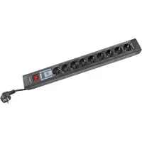 REV device protection socket line, 9-fold, 3,7m, 250 V, 16 A, 3500 W, Schwarz, 3,7 m, 590 x 43 x 67 mm