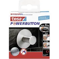 TESA Powerbutton Haken Classic, Edelstahl, rund