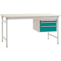 Manuflex BB5261.5021 Komplett-Beistelltisch BASIS stationär mit Melamin-Platte + Gehäuse-Unterbau, BxTxH: 1000 x 800 x 780 mm Wasserblau