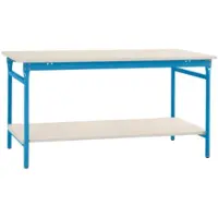 Manuflex BB5217.5012 Komplett-Beistelltisch BASIS stationär mit Kunststoff-Platte + Zwischenboden, BxTxH: 1250 x 600 x 780 mm Licht-Blau (RAL 5012)