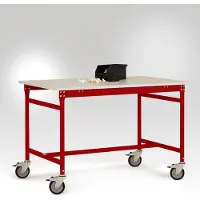 Manuflex LB4066.3003 ESD ESD-Beistelltisch BASIS mobil mit Kunststoff-Tischplatte in Rubinrot RAL 3003, BxTxH: 1500 x 800 x 856 mm Rubin-Rot