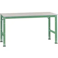 Manuflex AU6101.6011 Arbeits-Anbautisch UNIVERSAL Standard mit Melaminplatte, BxTxH = 1750 x 1200 x 760-870 mm Resedagrün (RAL 6011)
