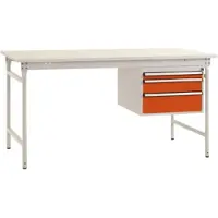 Manuflex BB5261.2001 Komplett-Beistelltisch BASIS stationär mit Melamin-Platte + Gehäuse-Unterbau, BxTxH: 1000 x 800 x 780 mm Rotorange (RAL 2001)