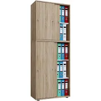 VCM Holz Büroschrank Aktenregal Lona 5 Fächer Schiebetüren