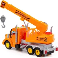 Polesie Kranwagen LKW Kinder Spielzeug PROFI orange Schwungrad Fahrzeug mit Licht Sound