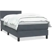vidaXL Boxspringbett mit Matratze Dunkelgrau 80x220 cm Samt